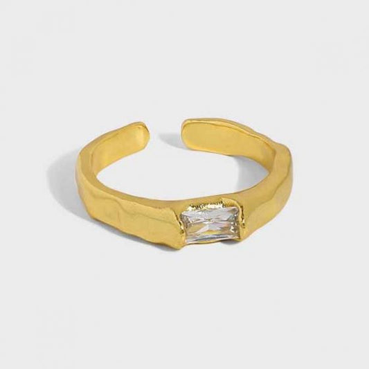 Simple Geometry Rectangle CZ Adjustable Ring