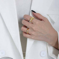 Simple Geometry Rectangle Crystal Adjustable Ring
