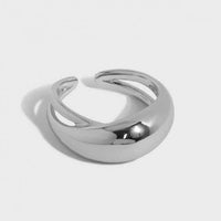 Minimalism Ellipse Sterling Silver Adjustable Ring