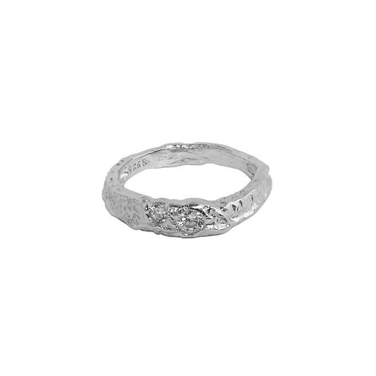 Simple Irregular CZ Sterling Silver Ring