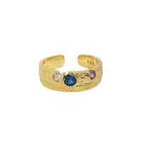 Colorful Irregular Crystal Sterling Silver Adjustable Ring