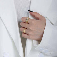 Colorful Irregular Crystal Sterling Silver Adjustable Ring