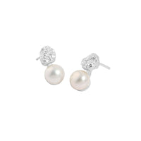 Round Natural Cultured Pearl 7mm 925 Sterling Silver Stud Earrings