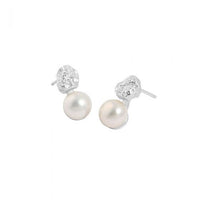 Round Natural Cultured Pearl 7mm 925 Sterling Silver Stud Earrings