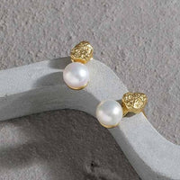 Round Natural Cultured Pearl 7mm 925 Sterling Silver Stud Earrings