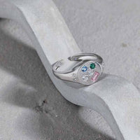 Colorful Geometry Star Oval Crystal 925 Sterling Silver Adjustable Ring