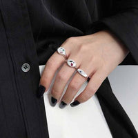 Colorful Geometry Star Oval Crystal 925 Sterling Silver Adjustable Ring