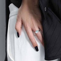 Colorful Geometry Star Oval Crystal 925 Sterling Silver Adjustable Ring