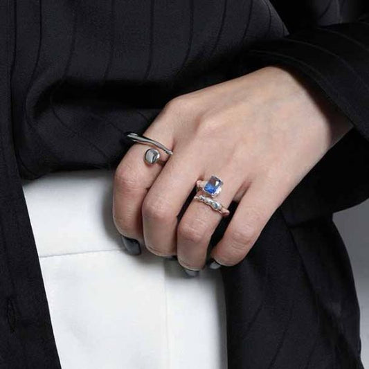 Irregular OT Shape Adjustable 925 Sterling Silver Ring