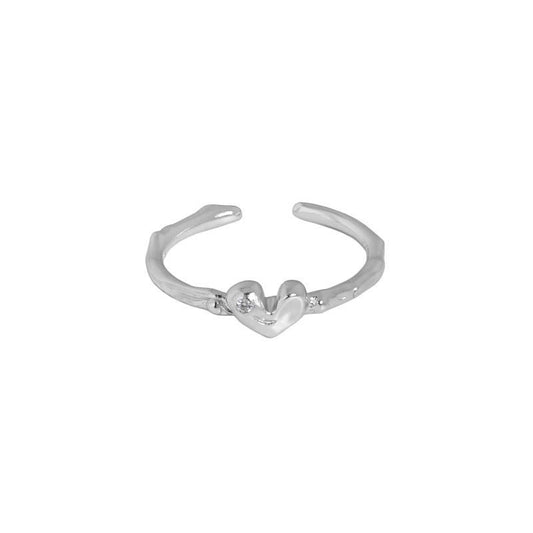Irregular CZ Heart Adjustable Ring