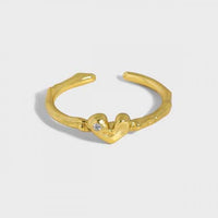 Irregular Crystal Heart Adjustable Ring