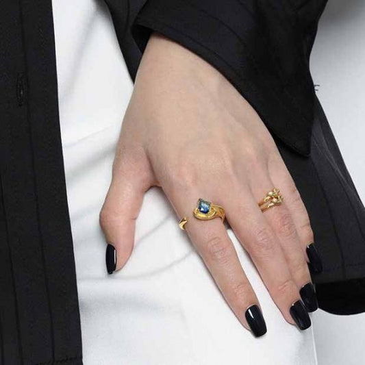 Irregular CZ Heart Adjustable Ring