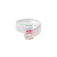 Fading Emerald Gear Sterling Silver Adjustable Ring