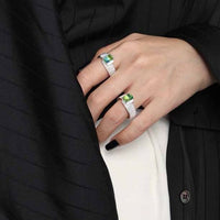 Fading Emerald Gear Sterling Silver Adjustable Ring