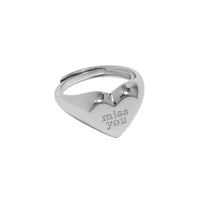 Girl 'Miss You' Letters Heart Adjustable Sterling Silver Ring