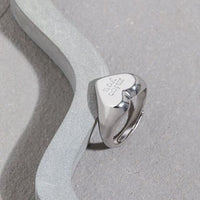 Girl 'Miss You' Letters Heart Adjustable Sterling Silver Ring
