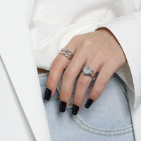 Girl 'Miss You' Letters Heart Adjustable Sterling Silver Ring