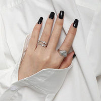 Girl 'Miss You' Letters Heart Adjustable Sterling Silver Ring