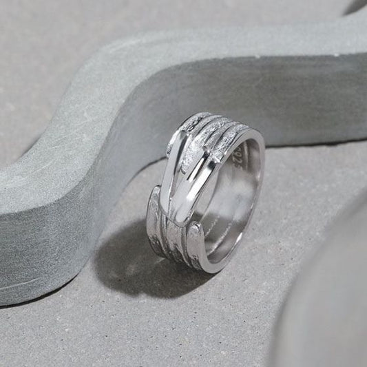 Triple Line Wide Adjustable 925 Sterling Silver Ring