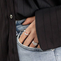 Triple Line Wide Adjustable 925 Sterling Silver Ring