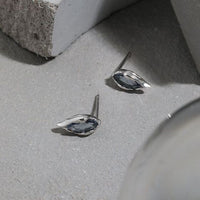 Mini Blue Waterdrop Crystal Stud Earrings in Sterling Silver
