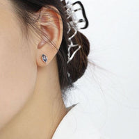 Mini Blue Waterdrop Crystal Stud Earrings in Sterling Silver