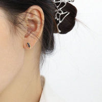 Mini Blue Waterdrop Crystal Stud Earrings in Sterling Silver