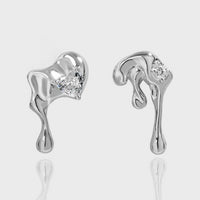 Asymmetry Irregular Lava Flow Crystal Earrings