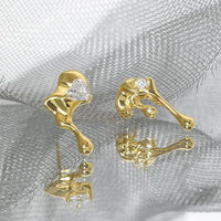 Asymmetry Irregular Lava Flow Crystal Earrings