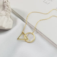 Geometric Round and Triangle Linked Necklace