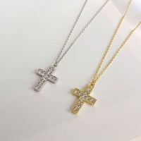 Crystal Cross Pendant Necklace in 925 Sterling Silver
