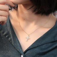 Crystal Cross Pendant Necklace in 925 Sterling Silver