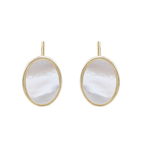 Oval Mother of Shell 925 Sterling Silver Stud Earrings