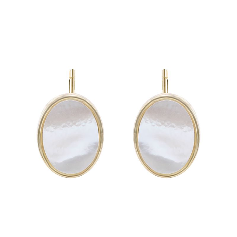 Oval Mother of Shell 925 Sterling Silver Stud Earrings