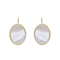 Oval Mother of Shell 925 Sterling Silver Stud Earrings
