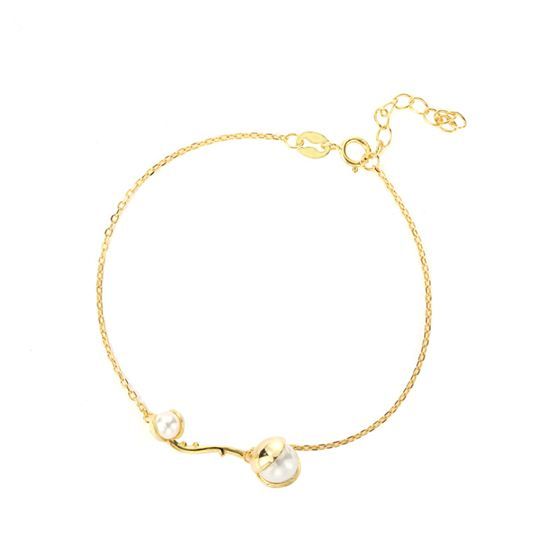 Round Shell Pearl Bracelet in 925 Sterling Silver