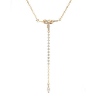 Cubic Zirconia Bowknot Tassel Sterling Silver Necklace