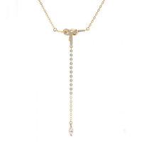 Cubic Zirconia Bowknot Tassel Sterling Silver Necklace