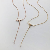Cubic Zirconia Bowknot Tassel Sterling Silver Necklace