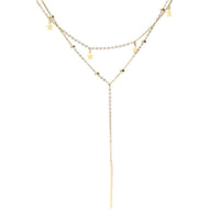 Double Layer Stars Y Necklace, 925 Sterling Silver