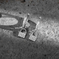 Crystal Lock 925 Sterling Silver Hoop Earrings