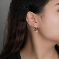 Crystal Lock 925 Sterling Silver Hoop Earrings
