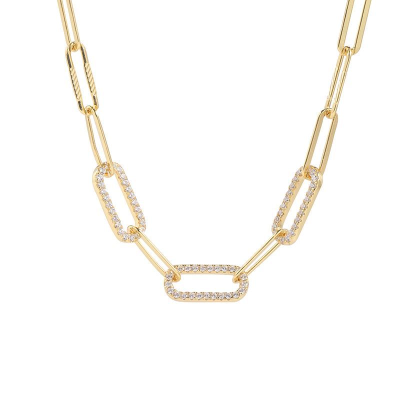 Casual Hollow Crystal Chain 925 Sterling Silver Necklace