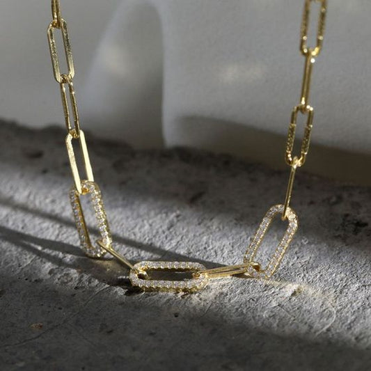 Casual Hollow CZ Chain 925 Sterling Silver Necklace