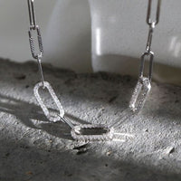 Casual Hollow Crystal Chain 925 Sterling Silver Necklace