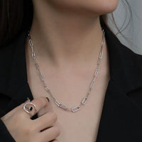 Casual Hollow Crystal Chain 925 Sterling Silver Necklace
