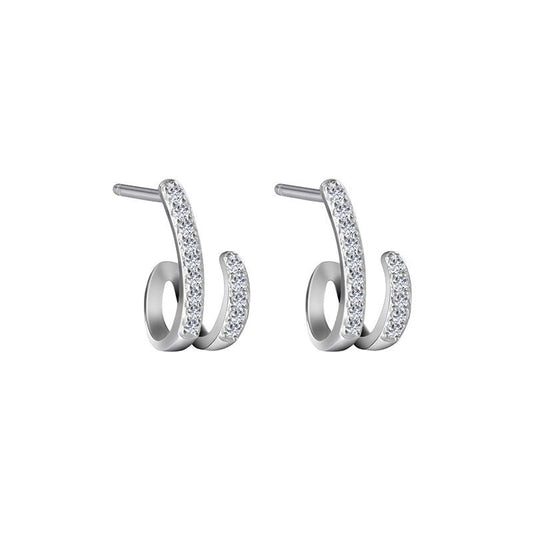 Modern Turn Circle 925 Sterling Silver Stud Earrings
