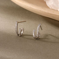 Modern Turn Circle 925 Sterling Silver Stud Earrings