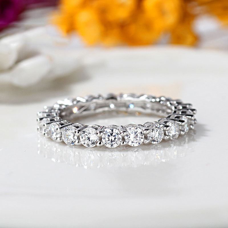 Shining Crystal Circle Sterling Silver Ring