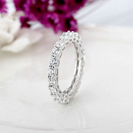 Shining CZ Circle Sterling Silver Ring